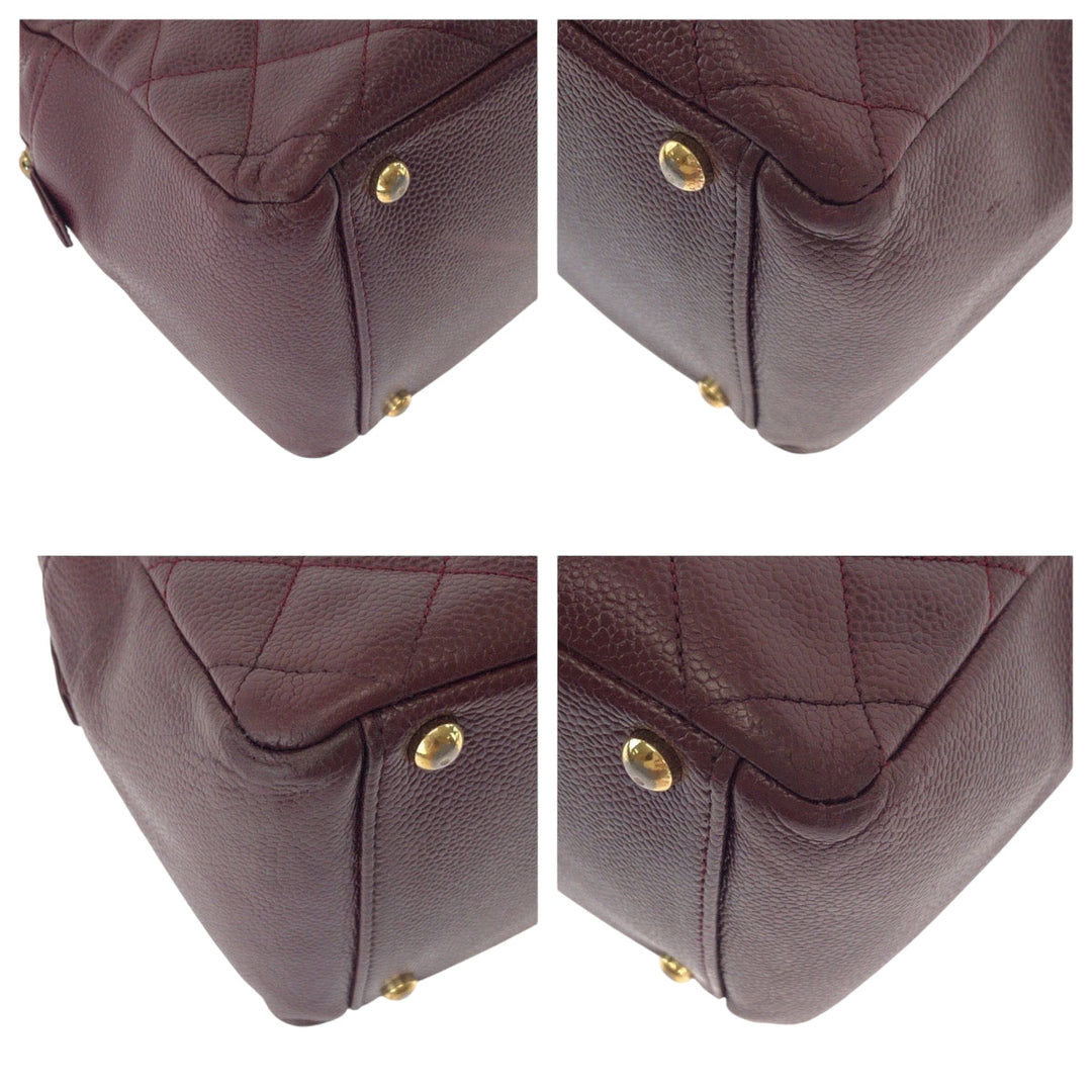 CHANEL Tote Bag Caviar skin Bordeaux Matrasse COCO Mark