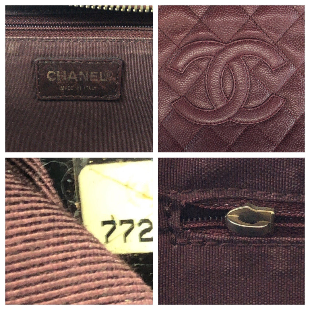 CHANEL Tote Bag Caviar skin Bordeaux Matrasse COCO Mark