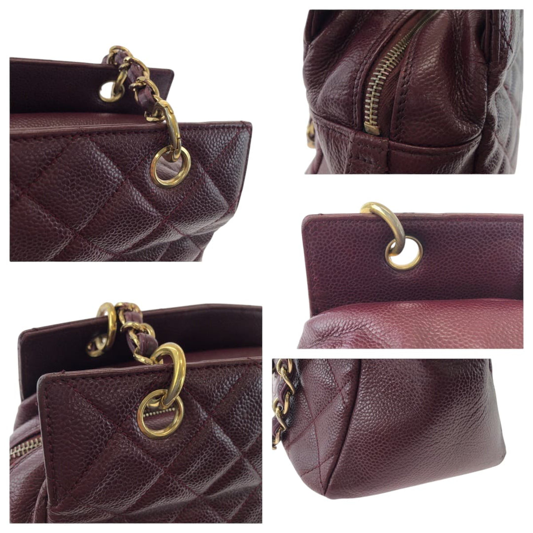 CHANEL Tote Bag Caviar skin Bordeaux Matrasse COCO Mark