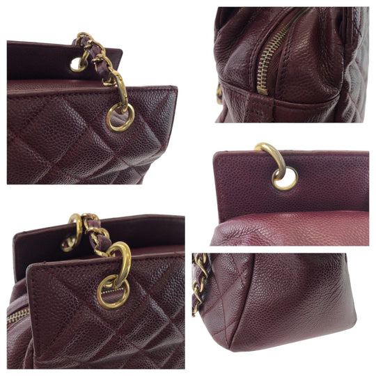 CHANEL Tote Bag Caviar skin Bordeaux Matrasse COCO Mark