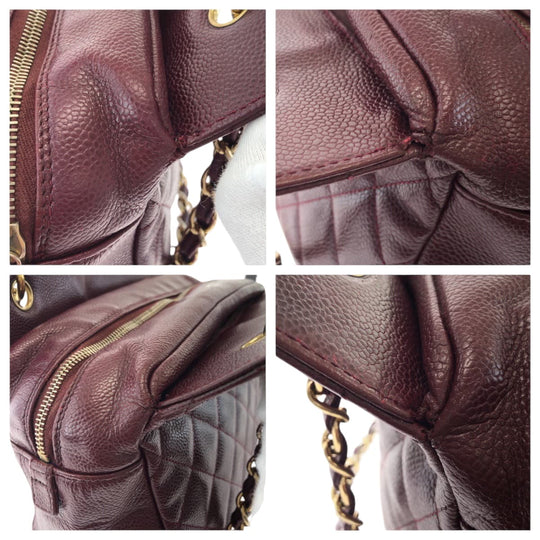 CHANEL Tote Bag Caviar skin Bordeaux Matrasse COCO Mark