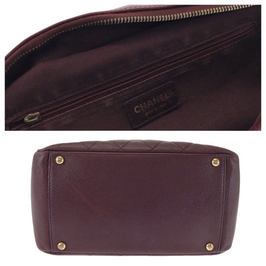 CHANEL Tote Bag Caviar skin Bordeaux Matrasse COCO Mark