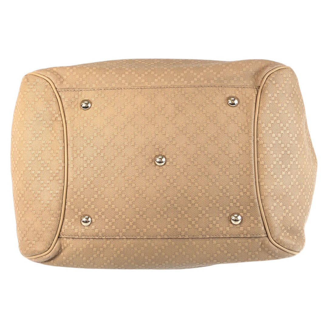 GUCCI Shoulder Bag 282312 Canvas, Leather Beige Gold Metal Shoulder Bag Tote Bag Bamboo Diamante Women Used Authentic