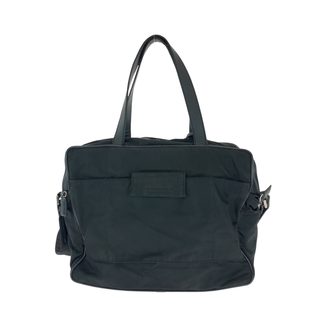PRADA Business bag V453 Nylon Black SilverMetal Business Bag Briefcase Shoulder Bag 2way Test Triangle With logo mens Used Authentic
