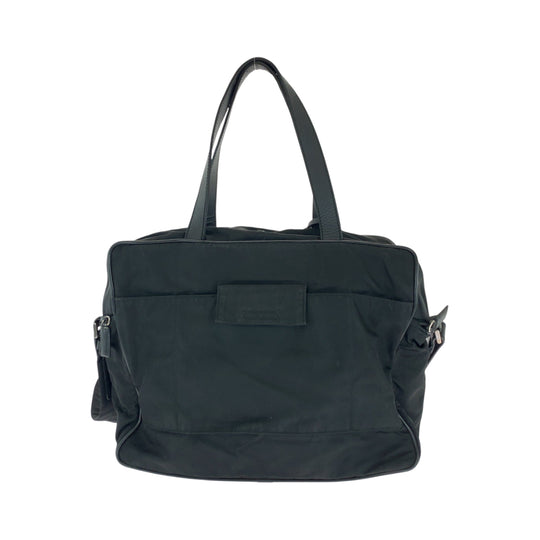 PRADA Business bag V453 Nylon Black SilverMetal Business Bag Briefcase Shoulder Bag 2way Test Triangle With logo mens Used Authentic