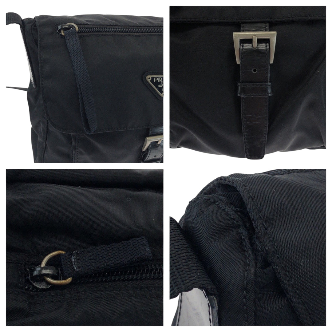 PRADA Shoulder Bag BT8994 Nylon Black SilverMetal Shoulder Bag pochette Test Triangle With logo mens(Unisex) Used Authentic