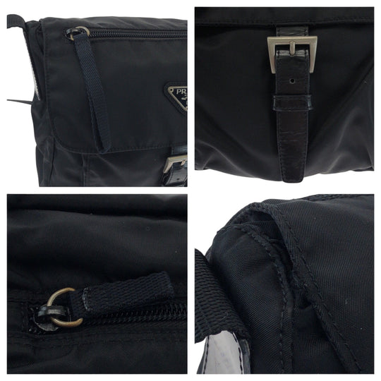 PRADA Shoulder Bag BT8994 Nylon Black SilverMetal Shoulder Bag pochette Test Triangle With logo mens(Unisex) Used Authentic