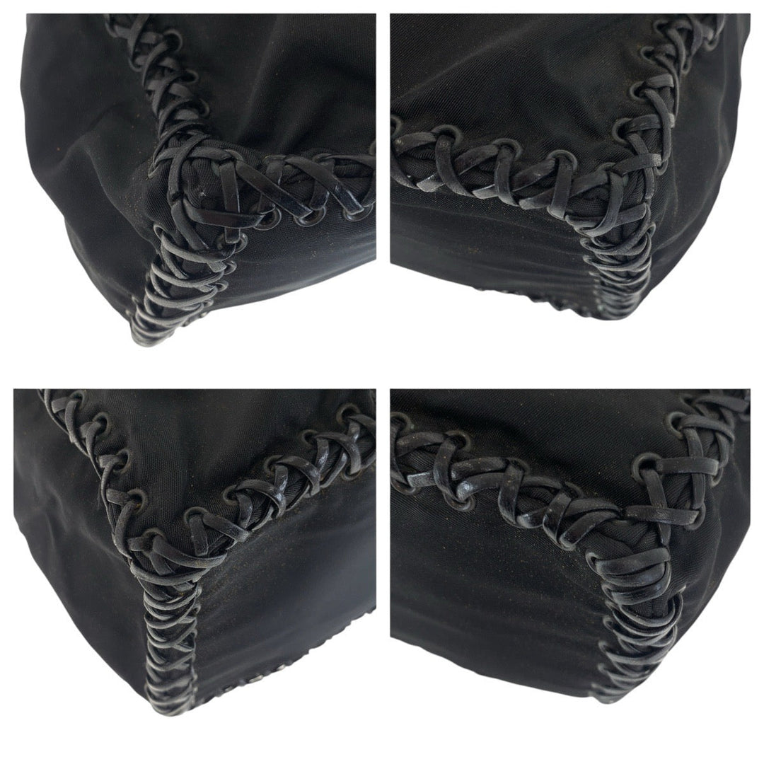 PRADA Shoulder Bag Nylon, Leather Black black Crossbody Shoulder Bag with Fringe Women Used Authentic
