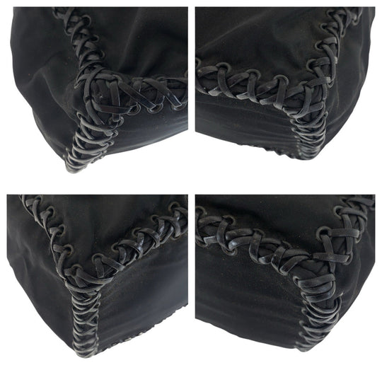 PRADA Shoulder Bag Nylon, Leather Black black Crossbody Shoulder Bag with Fringe Women Used Authentic