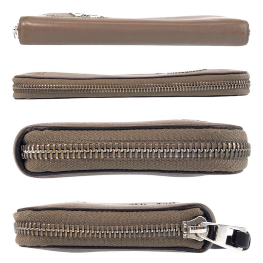 LOEWE Long Wallet Purse leather Brown black Skull