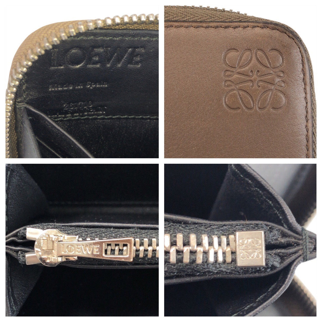 LOEWE Long Wallet Purse leather Brown black Skull