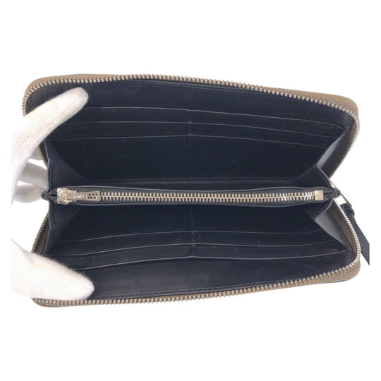 LOEWE Long Wallet Purse leather Brown black Skull