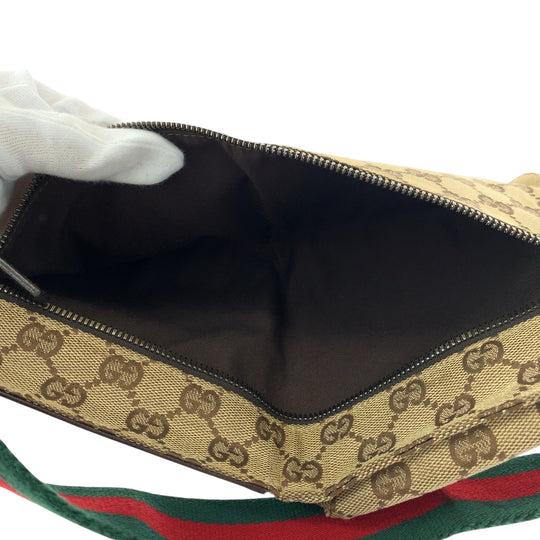 GUCCI Waist bag 28566 GG canvas Brown Red Green SilverMetal Waist Bag Bum Bag Sherry line mens(Unisex) Used Authentic