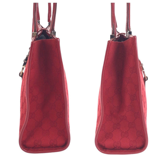 GUCCI Shoulder Bag 002 1073 GG canvas, leather Red Silver Metal Shoulder Bag handbag Jackie Women Used Authentic
