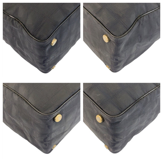 CHANEL Tote Bag Nylon, Leather Black GoldMetal Tote Bag Shoulder Bag New travel line Women Used Authentic