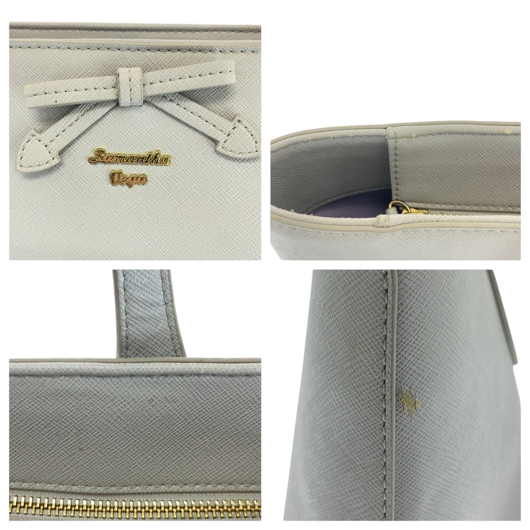 Samantha Vega Tote Bag leather Grey GoldMetal Tote Bag Shoulder Bag Women Used Authentic
