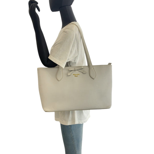 Samantha Vega Tote Bag leather Grey GoldMetal Tote Bag Shoulder Bag Women Used Authentic