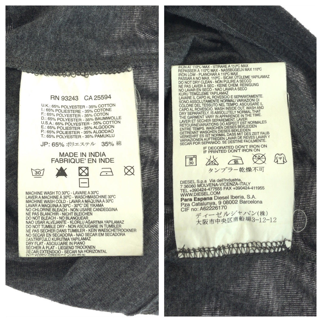 DIESEL Short sleeve T-shirt cotton Gray black Short-sleeved T-shirt cut-and-sew mens S Used Authentic
