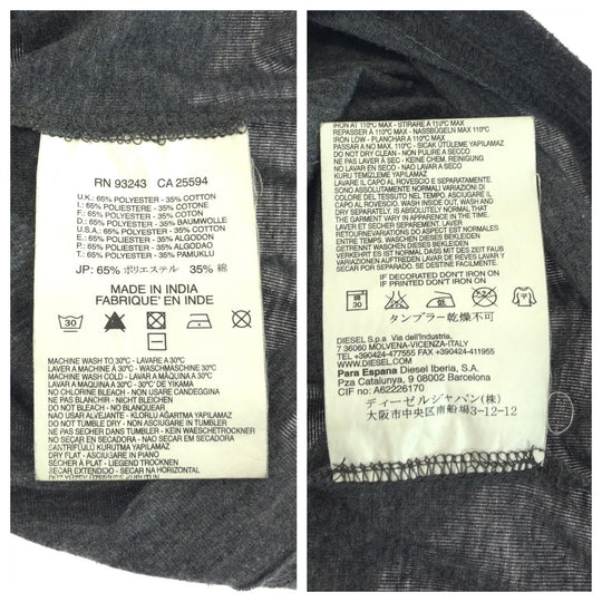 DIESEL Short sleeve T-shirt cotton Gray black Short-sleeved T-shirt cut-and-sew mens S Used Authentic
