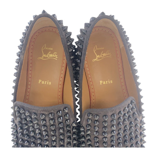 Christian Louboutin loafers Suede Brown Loafer Slip-on Dande Lion mens 42.5 Used Authentic