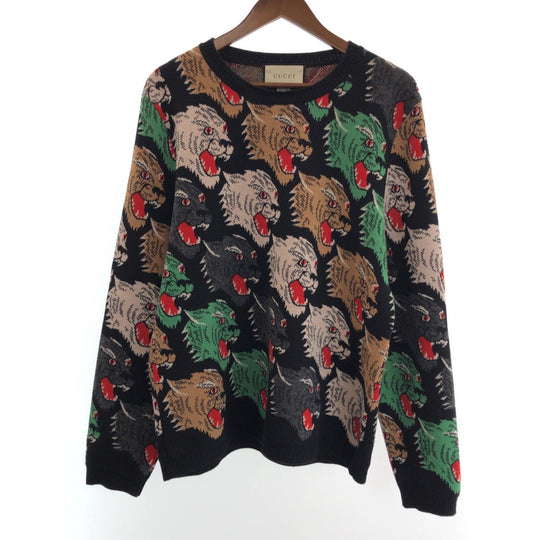 GUCCI knit 526599 X9X30 wool multicolor Panther Face L