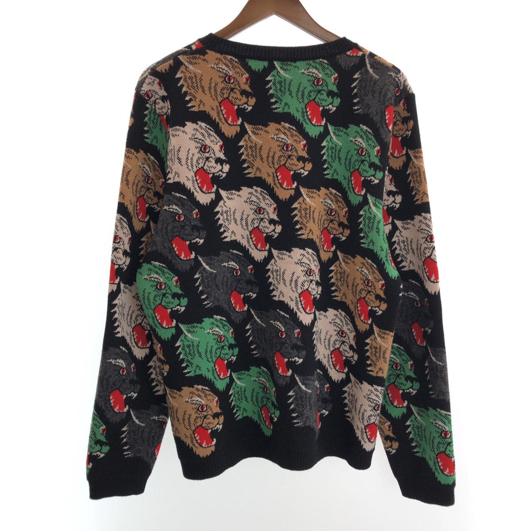 GUCCI knit 526599 X9X30 wool multicolor Panther Face L