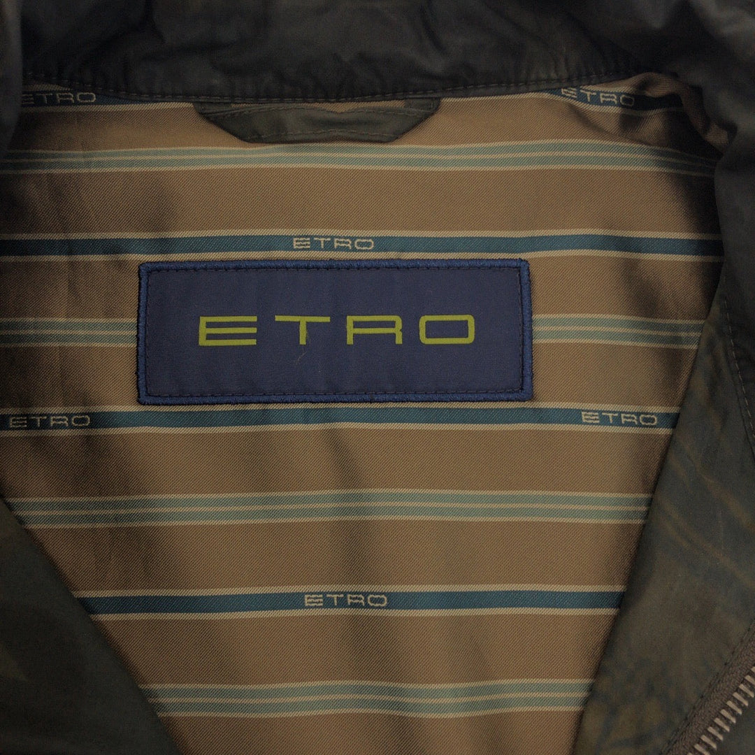 ETRO Military jacket Nylon Khaki SilverMetal Jacquet Military Jacket Botanical Pattern mens L Used Authentic