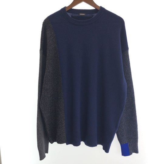 DIESEL knit wool Blue gray Knit cut-and-sew mens XL Used Authentic