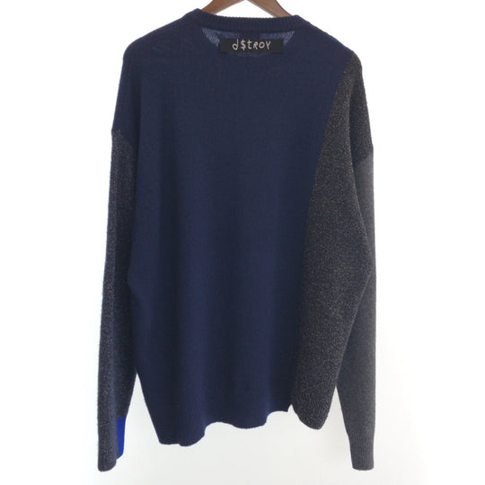 DIESEL knit wool Blue gray Knit cut-and-sew mens XL Used Authentic