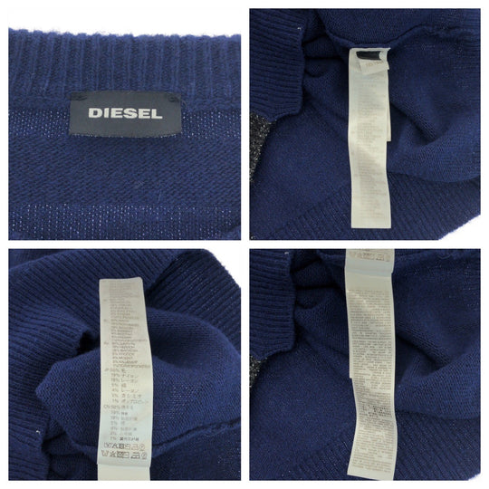 DIESEL knit wool Blue gray Knit cut-and-sew mens XL Used Authentic