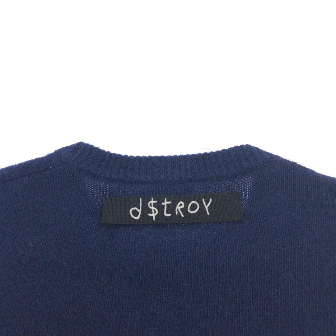 DIESEL knit wool Blue gray Knit cut-and-sew mens XL Used Authentic