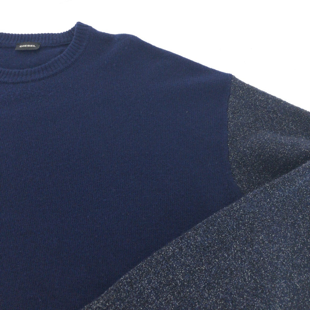 DIESEL knit wool Blue gray Knit cut-and-sew mens XL Used Authentic