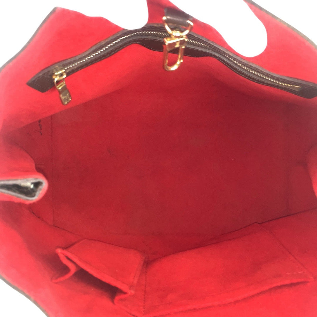 LOUIS VUITTON Tote Bag N51205 PVC, Leather Brown Red Gold Metal Tote Bag Shoulder Bag Damier HamsteadPM Women Used Authentic