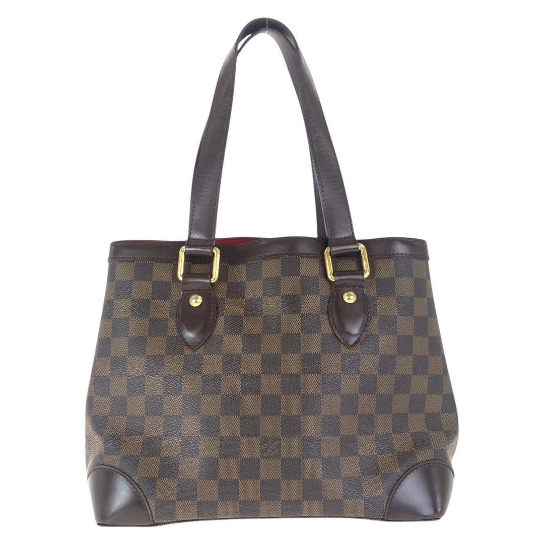 LOUIS VUITTON Tote Bag N51205 PVC, Leather Brown Red Gold Metal Tote Bag Shoulder Bag Damier HamsteadPM Women Used Authentic