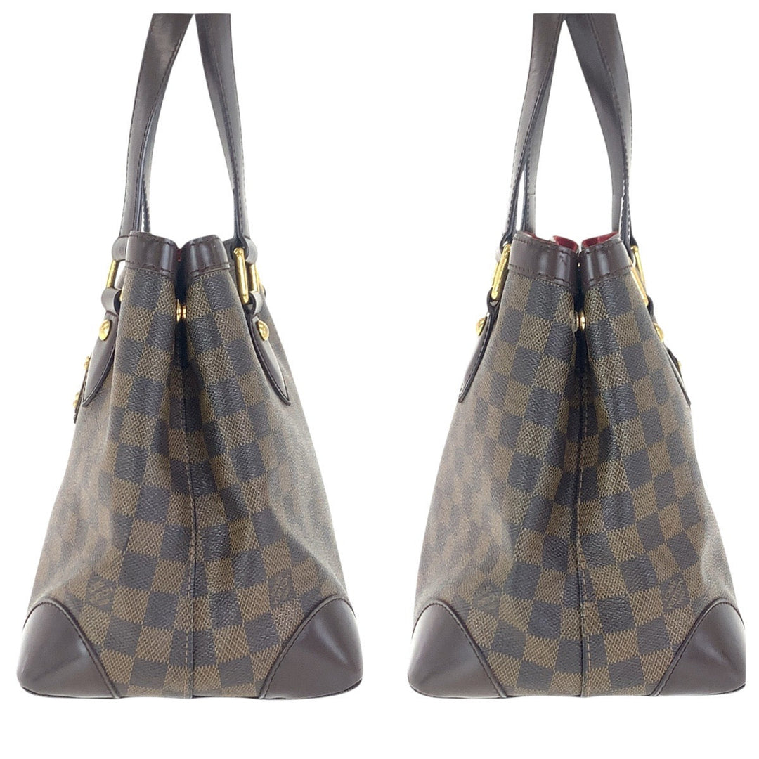 LOUIS VUITTON Tote Bag N51205 PVC, Leather Brown Red Gold Metal Tote Bag Shoulder Bag Damier HamsteadPM Women Used Authentic