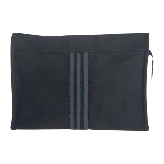 HERMES Clutch bag canvas Black Black Gray SilverMetal Clutch bag business bag Fool Toe mens Used Authentic