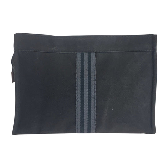 HERMES Clutch bag canvas Black Black Gray SilverMetal Clutch bag business bag Fool Toe mens Used Authentic