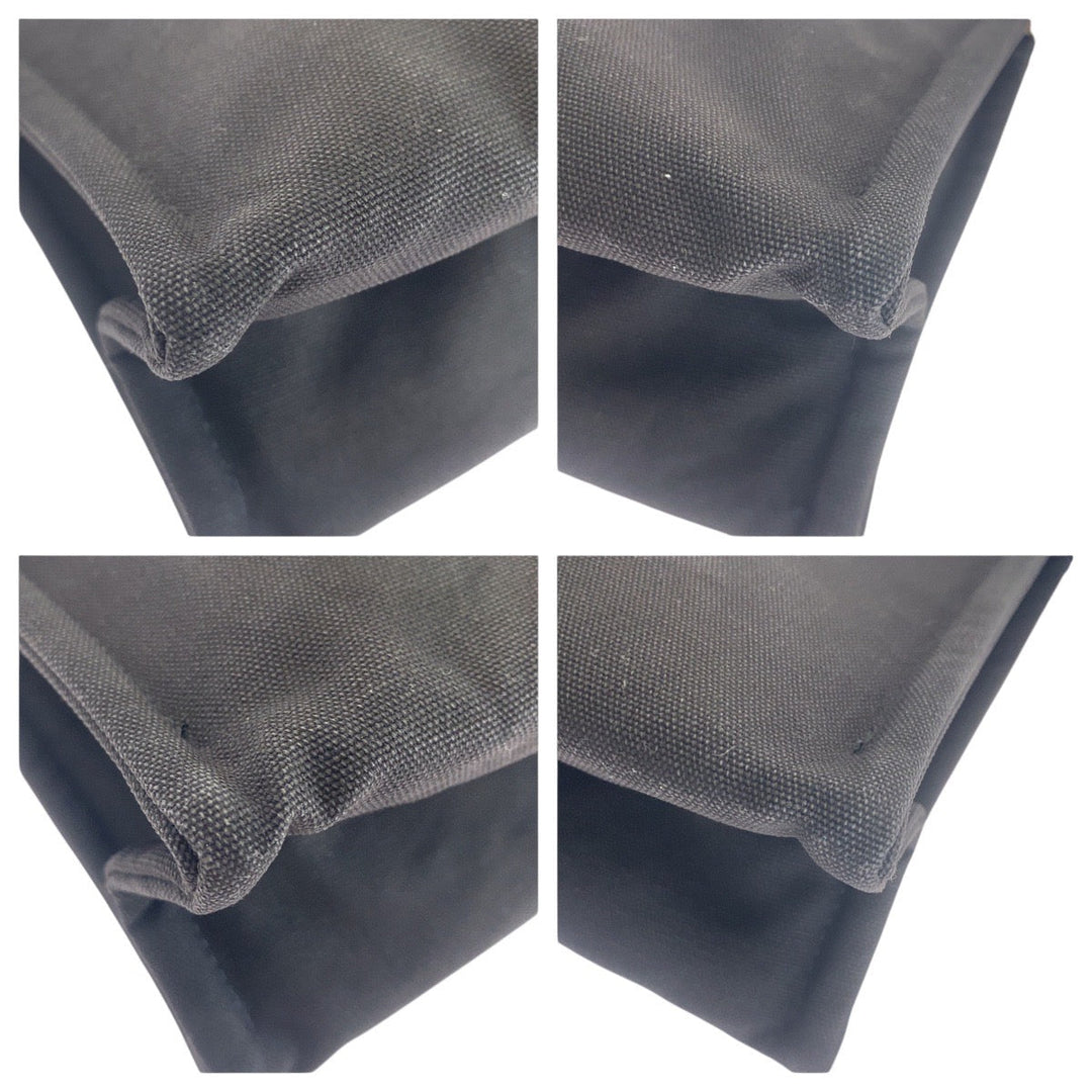 HERMES Clutch bag canvas Black Black Gray SilverMetal Clutch bag business bag Fool Toe mens Used Authentic