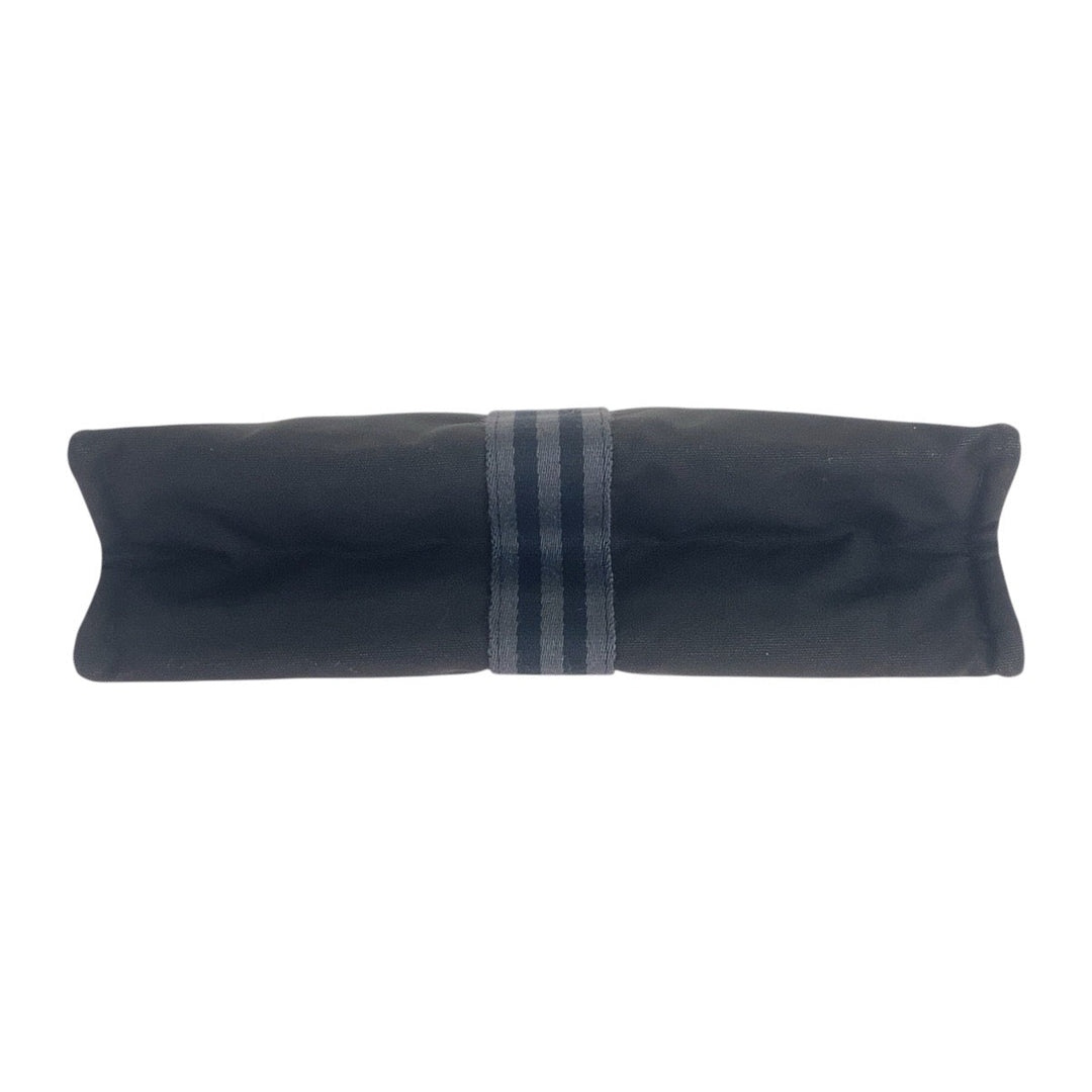 HERMES Clutch bag canvas Black Black Gray SilverMetal Clutch bag business bag Fool Toe mens Used Authentic