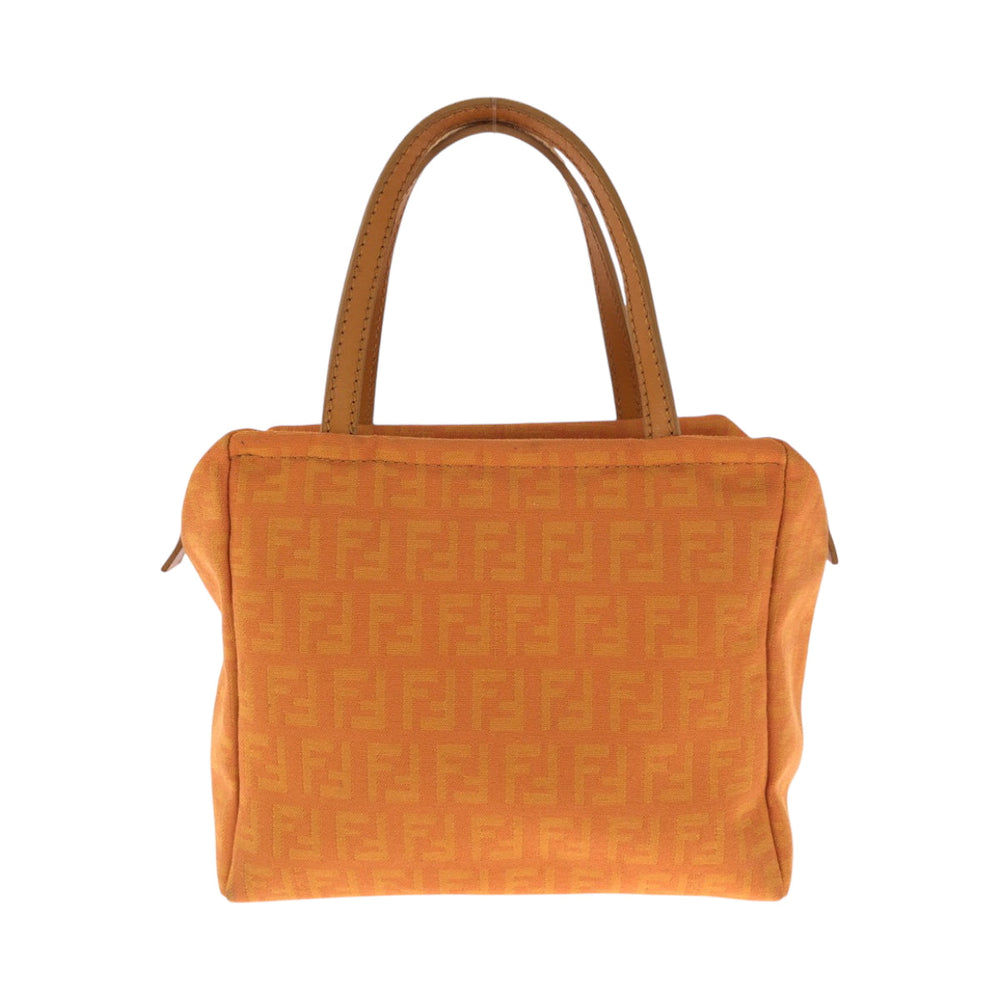FENDI Handbag canvas Orange SilverMetal Handbag accessory pouch Zucchino Women Used Authentic