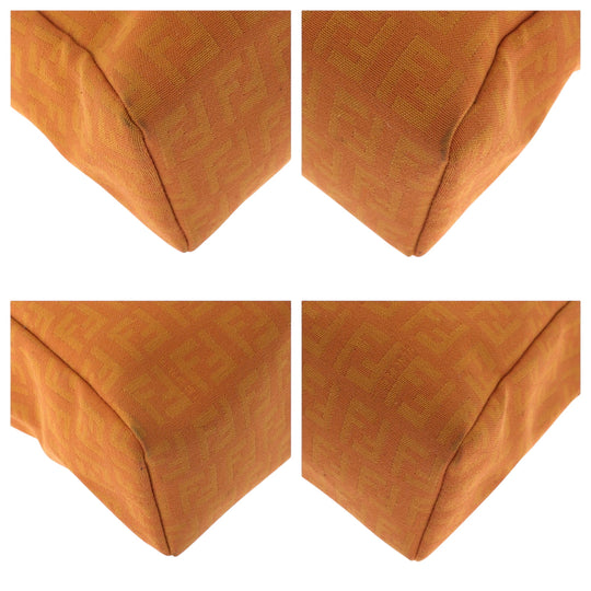 FENDI Handbag canvas Orange SilverMetal Handbag accessory pouch Zucchino Women Used Authentic