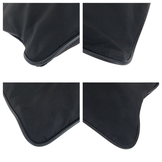 PRADA Shoulder Bag Nylon Black SilverMetal Shoulder Bag Sacoche Test Triangle With logo Women Used Authentic