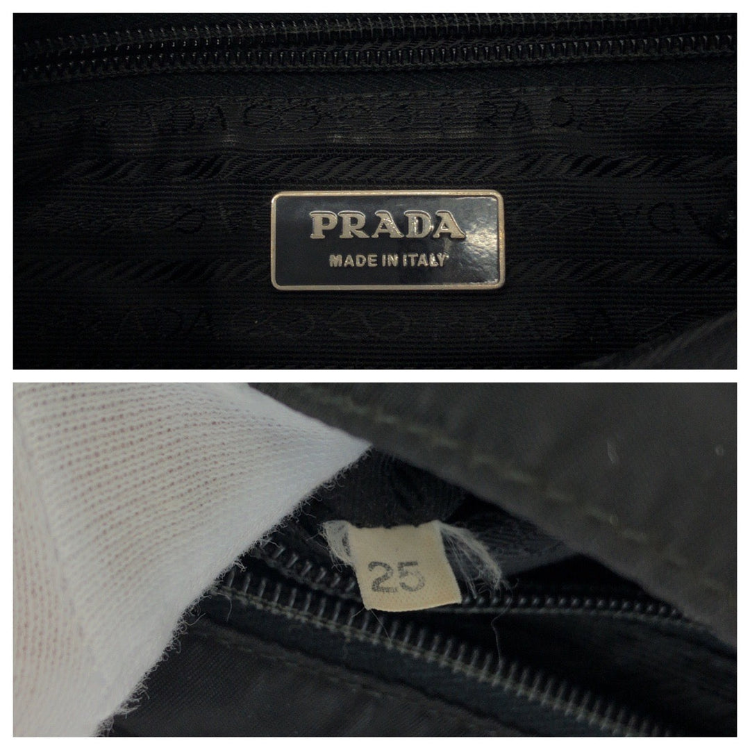 PRADA Shoulder Bag Nylon Black SilverMetal Shoulder Bag Sacoche Test Triangle With logo Women Used Authentic