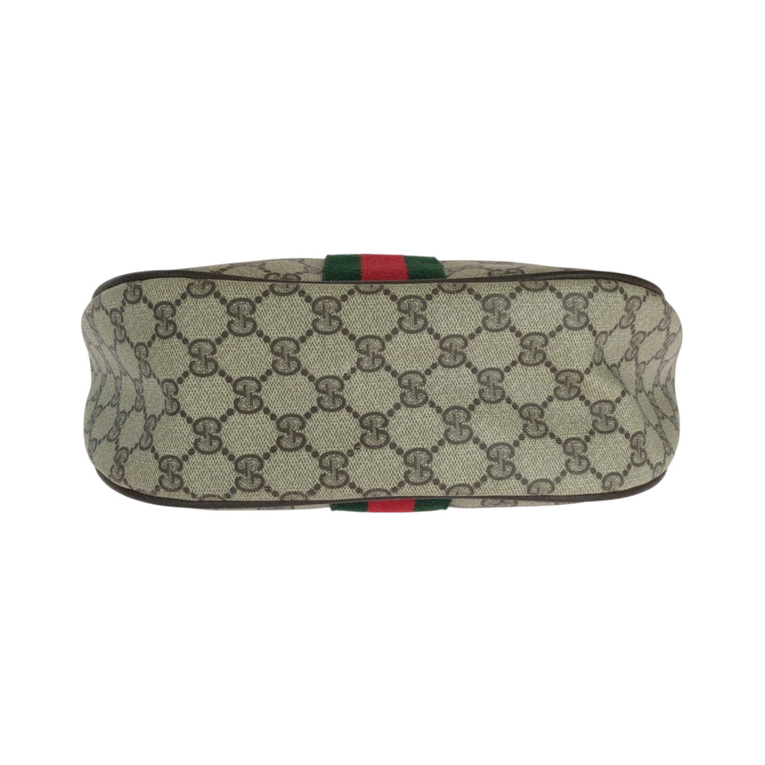 GUCCI Shoulder Bag 10 02 008 GG Supreme Canvas Beige Brown Brown Metal Shoulder Bag Shoulder Bag Sherry Line Old Gucci Women Used Authentic