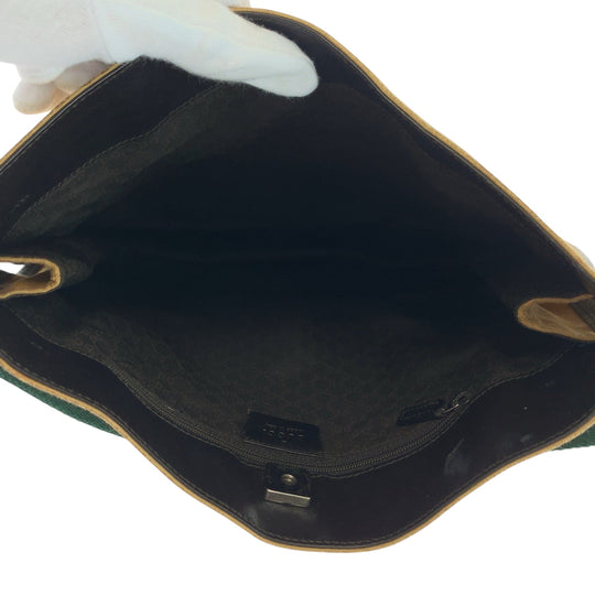 GUCCI Shoulder Bag 001 4321 canvas Brown Red Green SilverMetal Hobo Shoulder Bag Sherry line Women Used Authentic