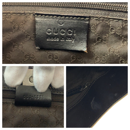 GUCCI Shoulder Bag 001 4321 canvas Brown Red Green SilverMetal Hobo Shoulder Bag Sherry line Women Used Authentic