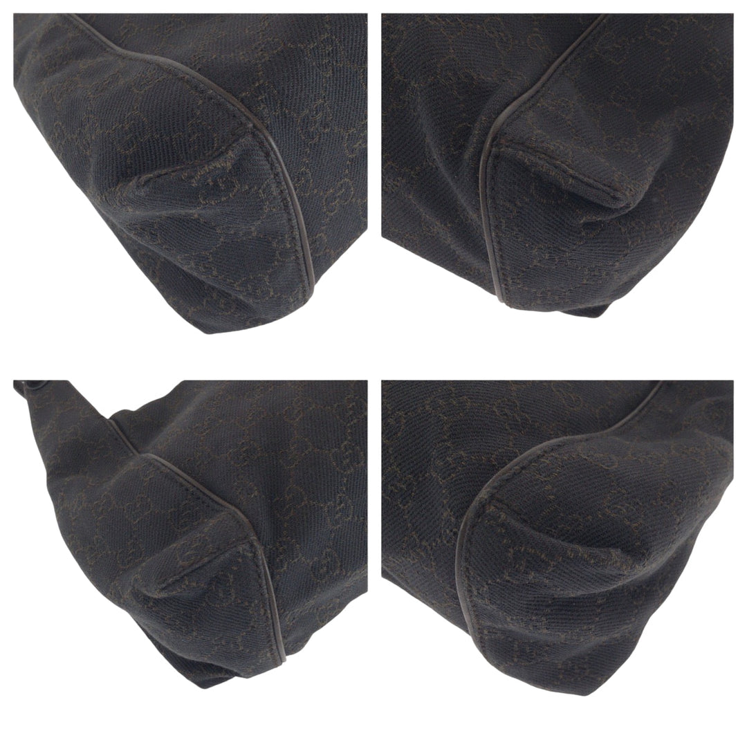 GUCCI Shoulder Bag 101333 GG canvas Brown Black Metal Shoulder Bag handbag Women Used Authentic