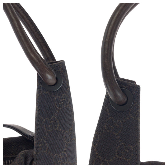 GUCCI Shoulder Bag 101333 GG canvas Brown Black Metal Shoulder Bag handbag Women Used Authentic