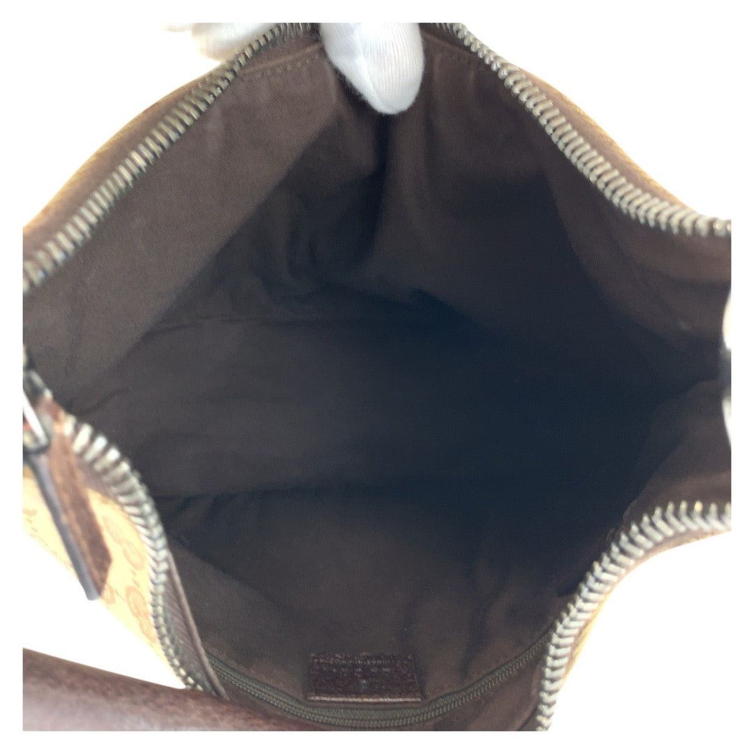 GUCCI Shoulder Bag 115003 GG canvas, leather Beige brown Hobo Shoulder Bag Women Used Authentic