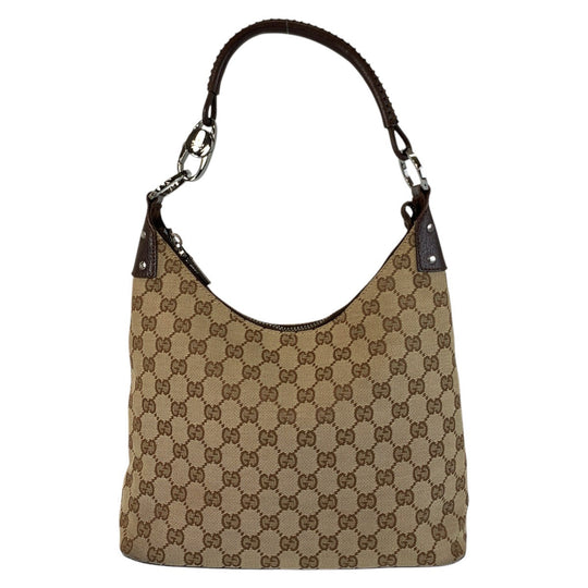 GUCCI Shoulder Bag 115003 GG canvas, leather Beige brown Hobo Shoulder Bag Women Used Authentic